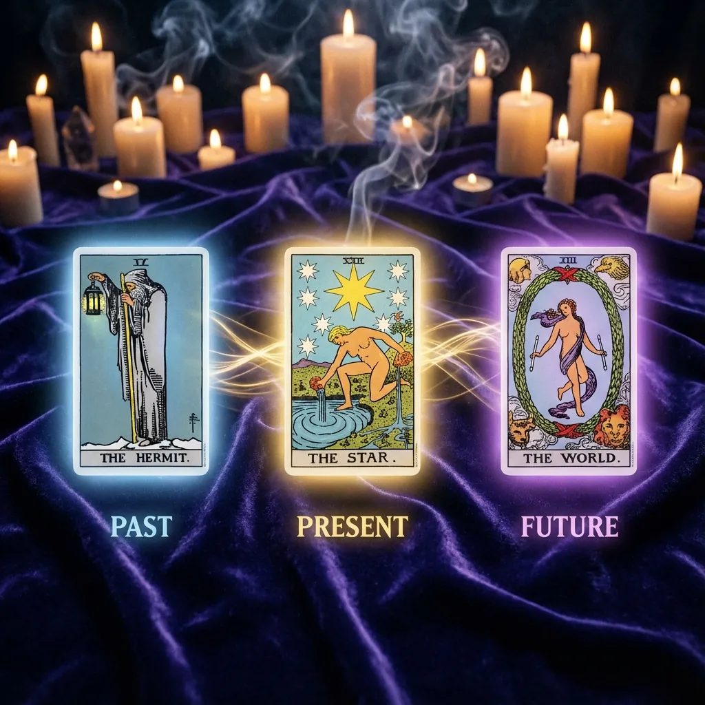 Three-card tarot spread (past–present–future): step by step Three-card tarot spread (past–present–future): step by step