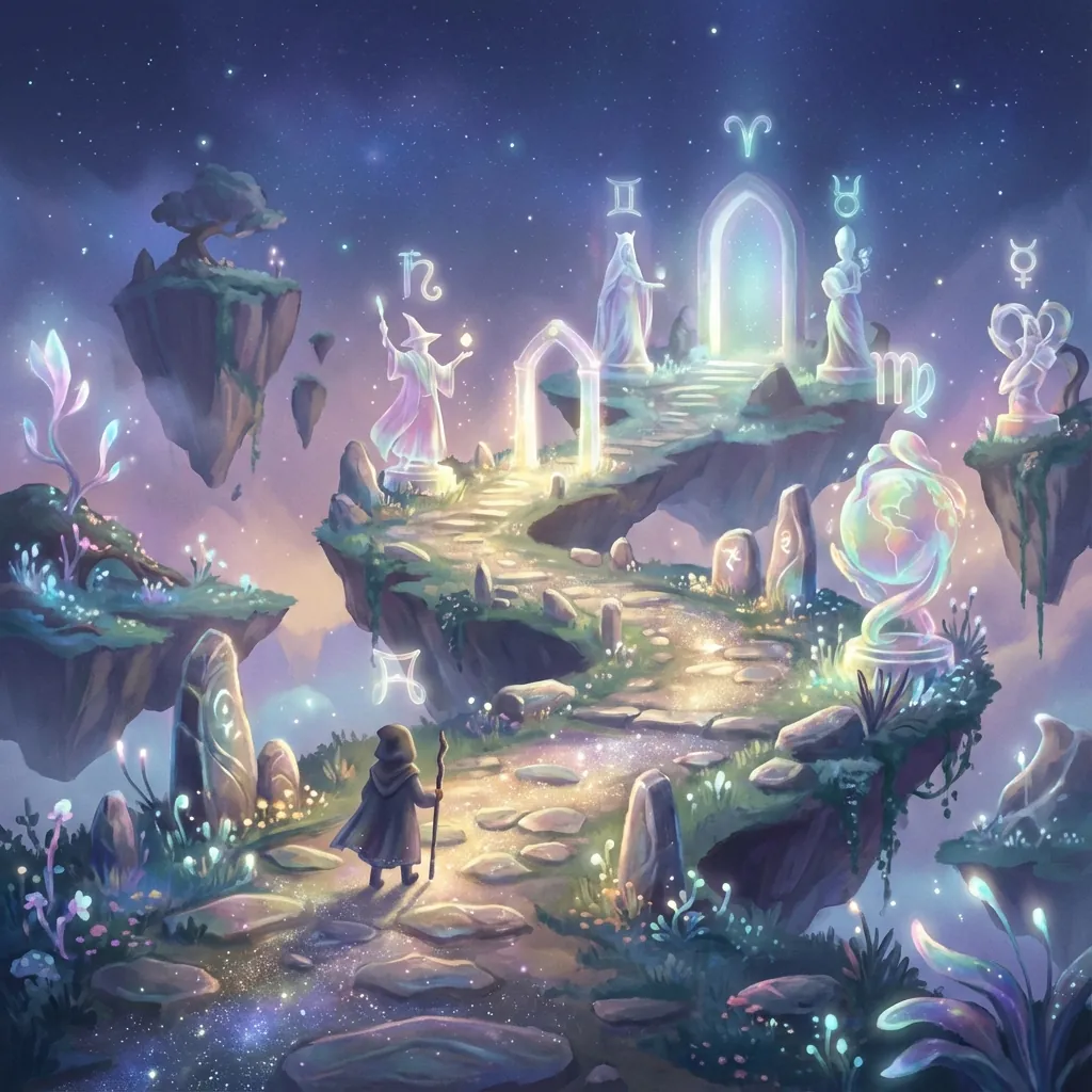 Representação artística mística da Jornada do Louco através dos Arquetipos do Tarot A Jornada do Louco no Tarot